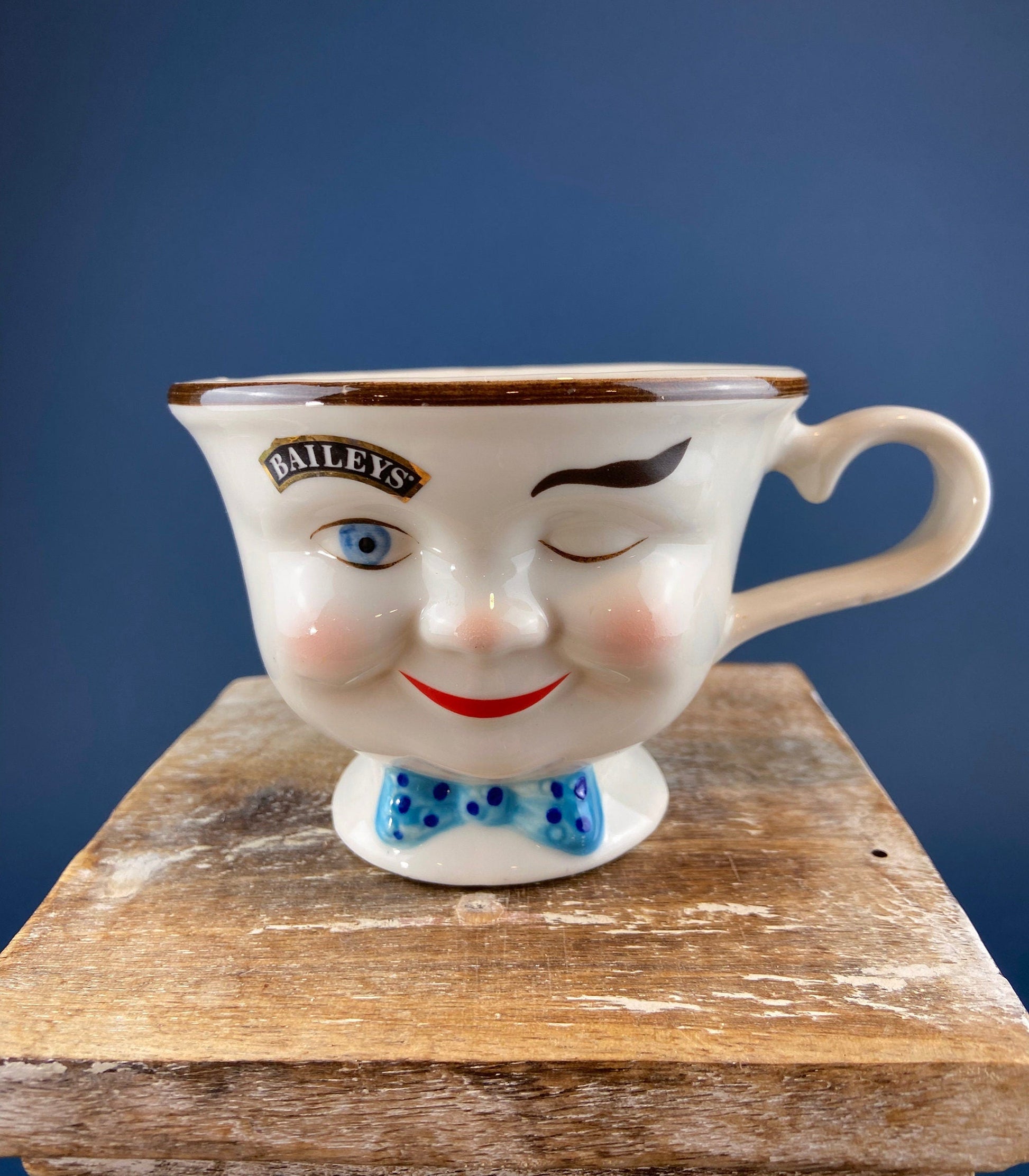 Bailey's Winking Face Creamer with Blue Bow.  Yum Collectible Creamer.  Limited Edition. - Tampa Home & Garden Store