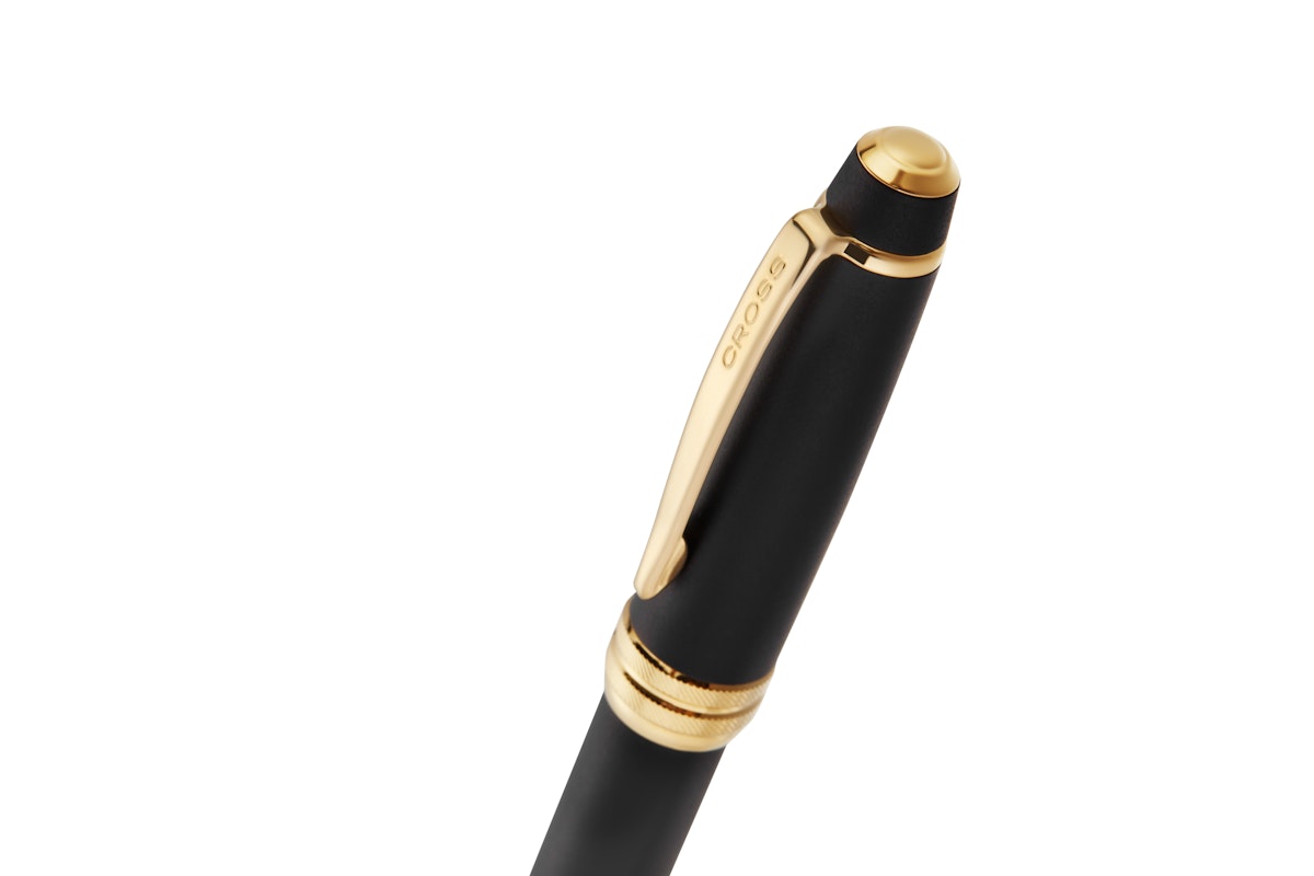 A.T. Cross matte black ballpoint pen with gold PVD trim and clip on Tampa Home & Garden Store