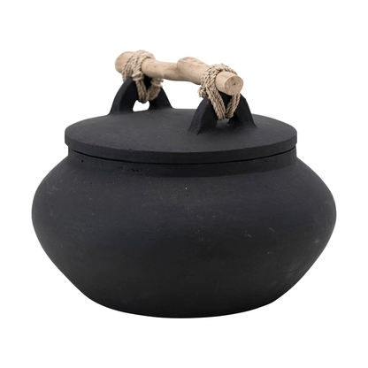 Bali Terracotta Container with Lid and Driftwood Handle - Tampa Home & Garden Store