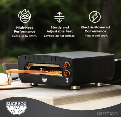 Slice Box Outdoor Electric Pizza Oven black body with orange knobs Fire Sense/Balkene Home on Tampa Home & Garden Store