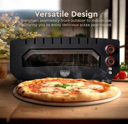 Slice Box outdoor electric pizza oven, black with red knobs, Fire Sense/Balkene Home on Tampa Home & Garden Store