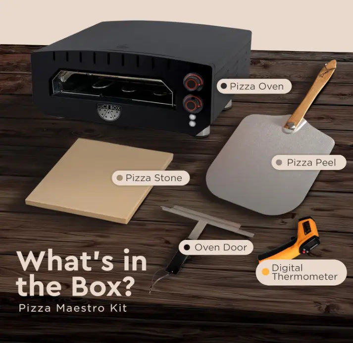Slice Box Outdoor Electric Pizza Oven black with pizza stone and peel by Fire Sense/Balkene Home on Tampa Home & Garden Store