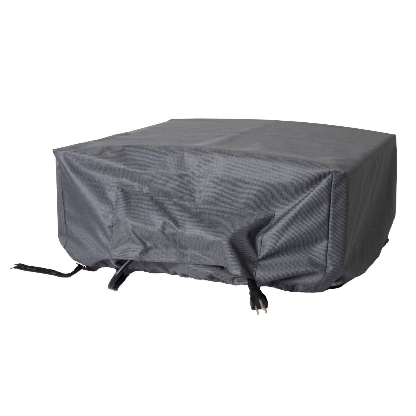 Slice Box Outdoor Electric Pizza Oven under a dark gray protective cover with visible power cords on Tampa Home & Garden Store