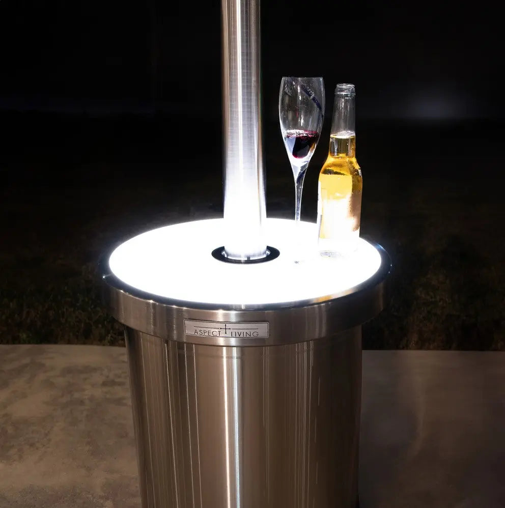 Stainless steel gas patio heater with permanent LED table by Fire Sense/Balkene Home on Tampa Home & Garden Store