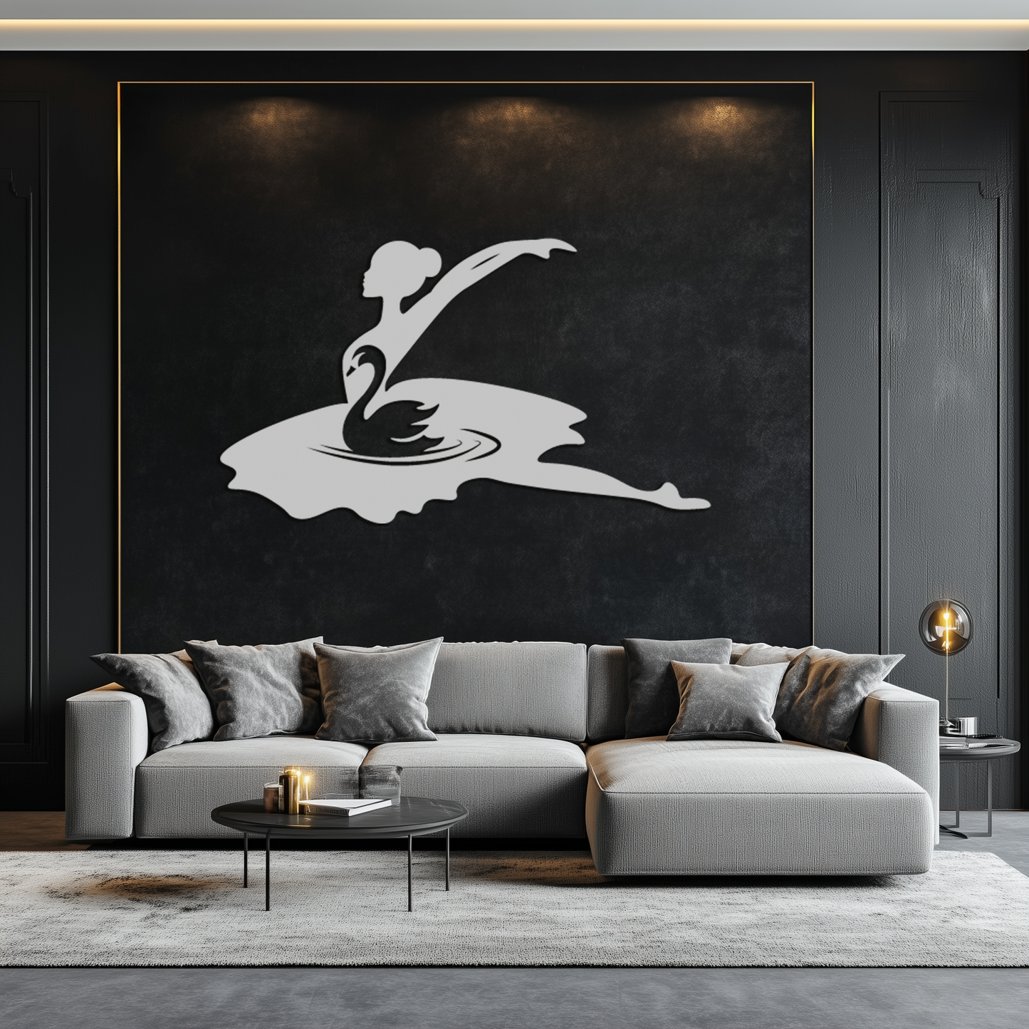 Ballet Dancer with Swan Silhouette Metal Wall Art – Elegant Black Steel Decor for Ballet Studios, Bedrooms, and Living Spaces- KAF466 - Tampa Home & Garden Store