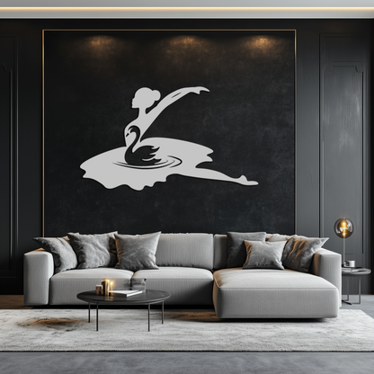 Ballet Dancer with Swan Silhouette Metal Wall Art – Elegant Black Steel Decor for Ballet Studios, Bedrooms, and Living Spaces- KAF466 - Tampa Home & Garden Store