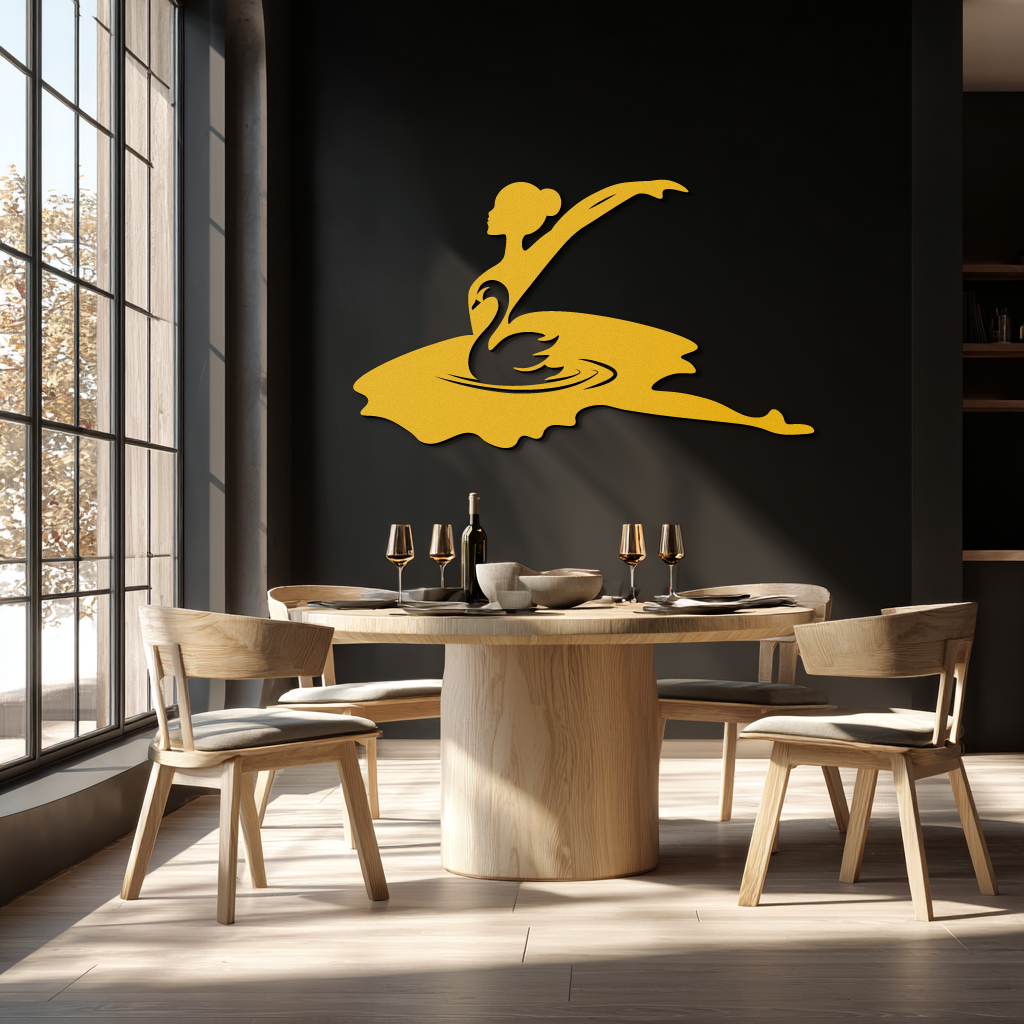 Ballet Dancer with Swan Silhouette Metal Wall Art – Elegant Black Steel Decor for Ballet Studios, Bedrooms, and Living Spaces- KAF466 - Tampa Home & Garden Store