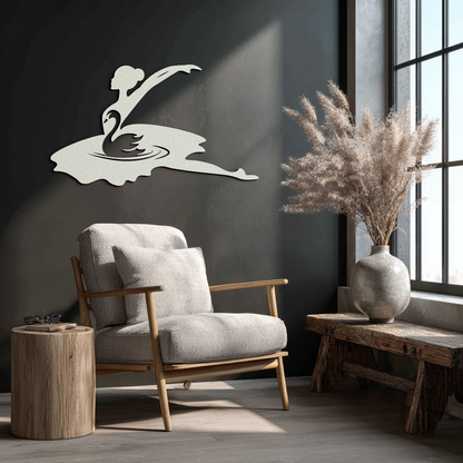 Ballet Dancer with Swan Silhouette Metal Wall Art – Elegant Black Steel Decor for Ballet Studios, Bedrooms, and Living Spaces- KAF466 - Tampa Home & Garden Store