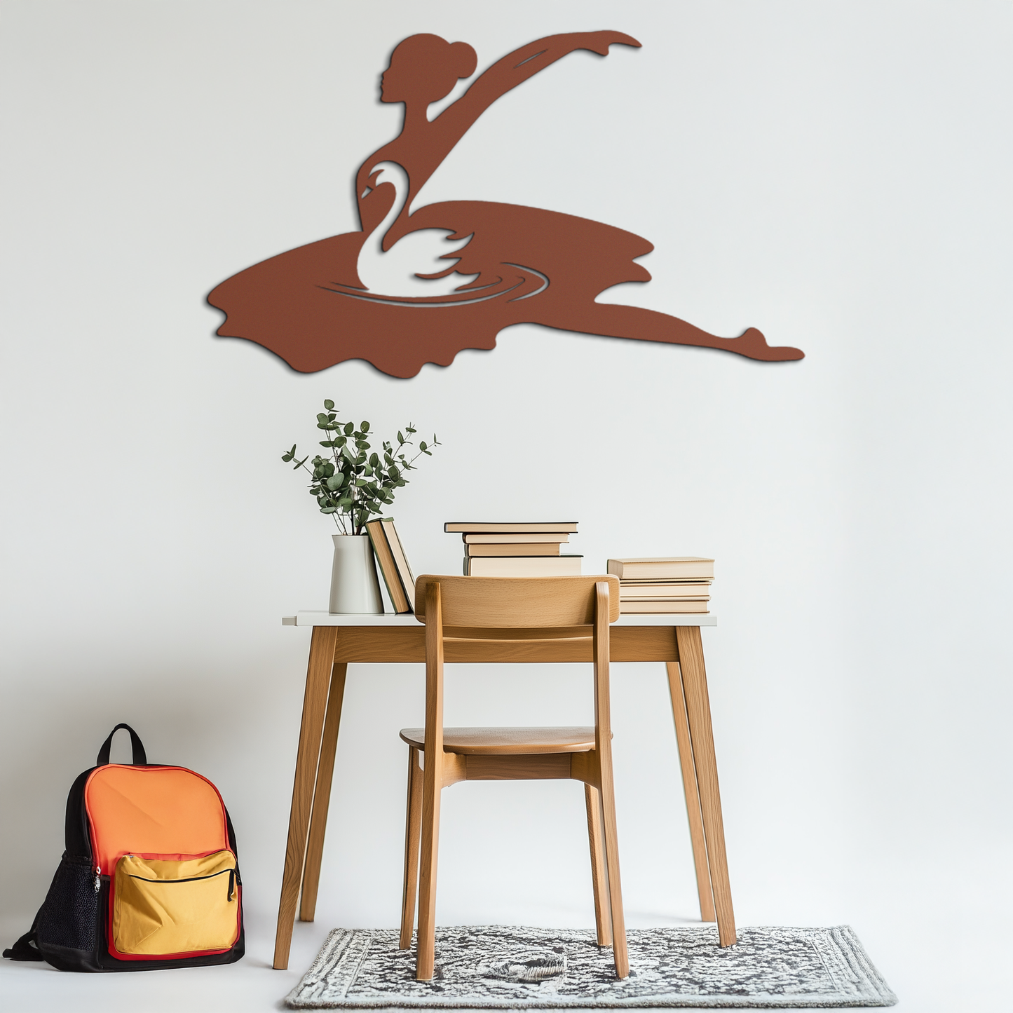 Ballet Dancer with Swan Silhouette Metal Wall Art – Elegant Black Steel Decor for Ballet Studios, Bedrooms, and Living Spaces- KAF466 - Tampa Home & Garden Store