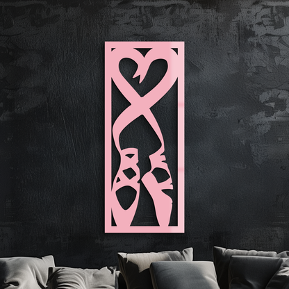 Ballet Shoes with Heart Silhouette – Pink Metal Wall Art - KAFGP183 - Tampa Home & Garden Store