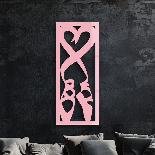 Ballet Shoes with Heart Silhouette – Pink Metal Wall Art - KAFGP183 - Tampa Home & Garden Store