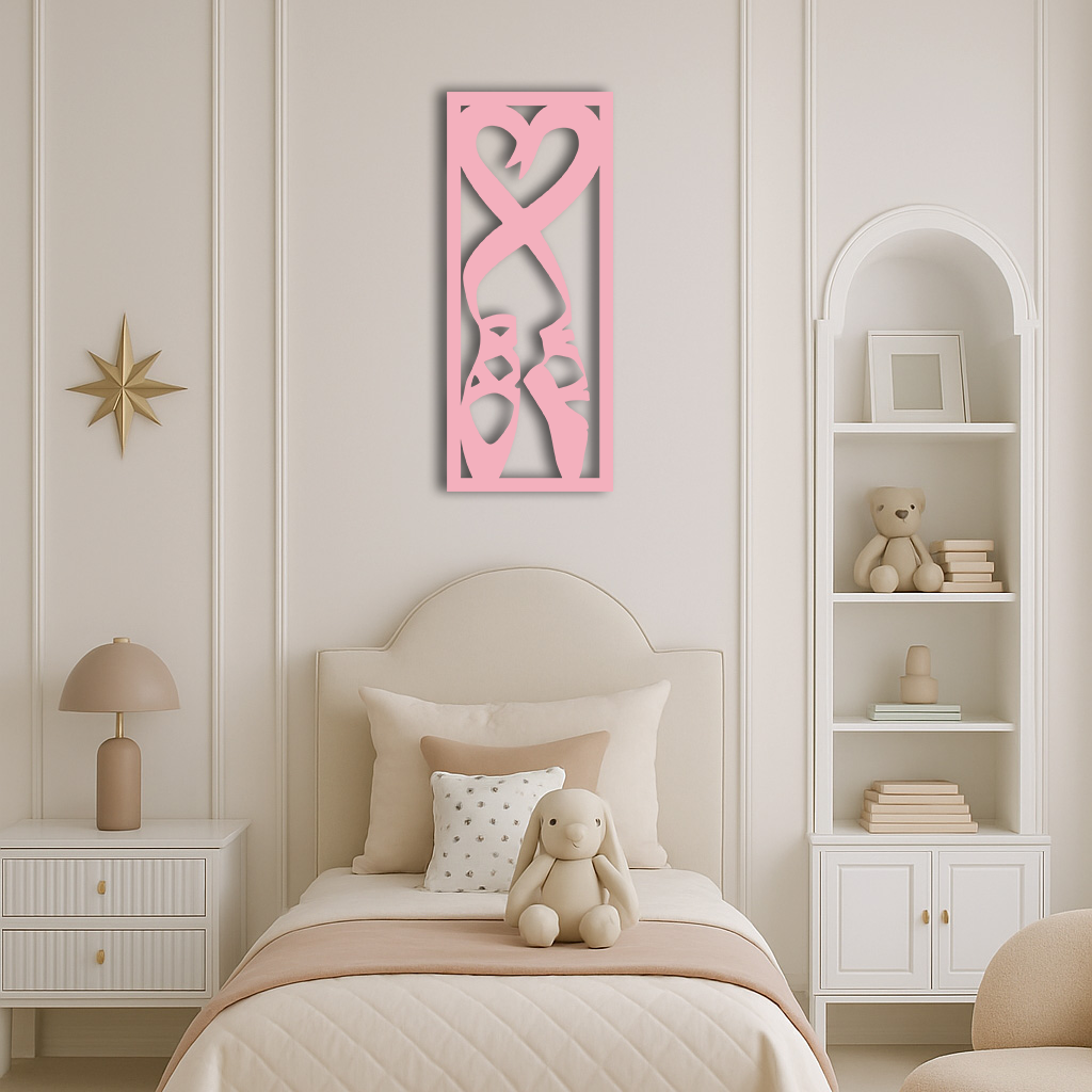 Ballet Shoes with Heart Silhouette – Pink Metal Wall Art - KAFGP183 - Tampa Home & Garden Store