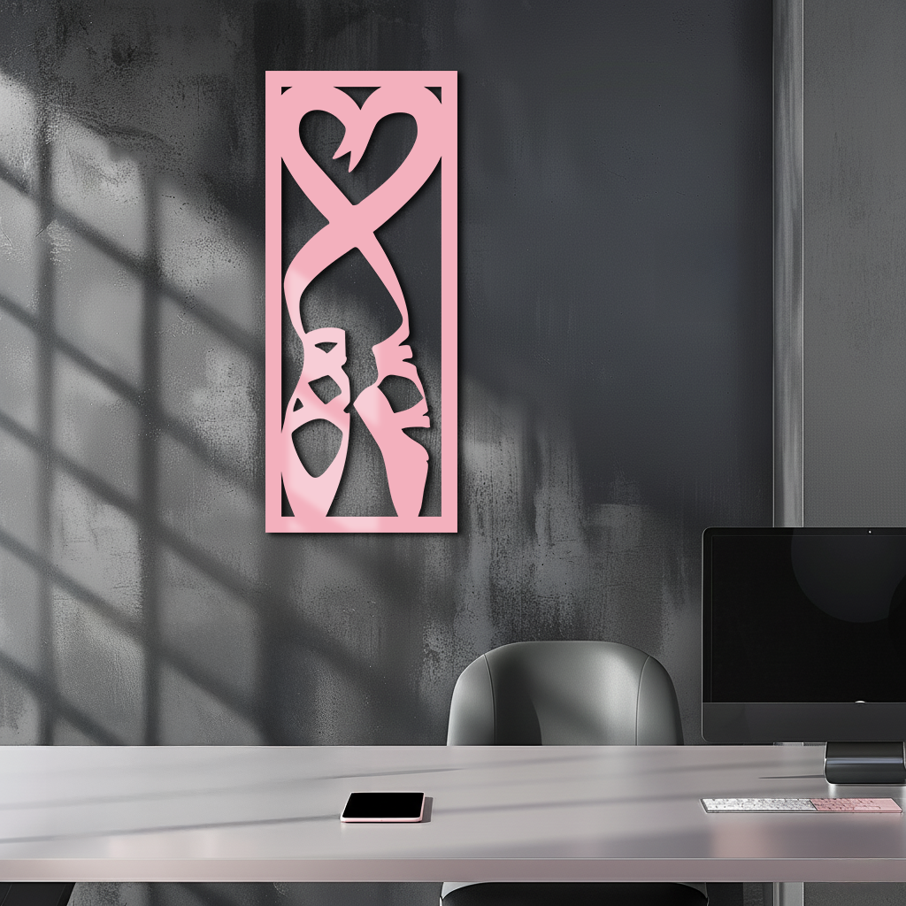 Ballet Shoes with Heart Silhouette – Pink Metal Wall Art - KAFGP183 - Tampa Home & Garden Store