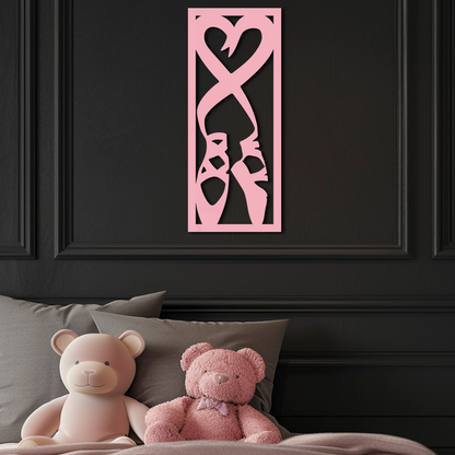 Ballet Shoes with Heart Silhouette – Pink Metal Wall Art - KAFGP183 - Tampa Home & Garden Store
