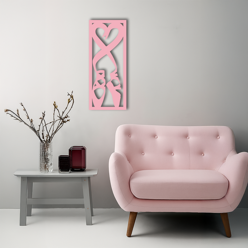 Ballet Shoes with Heart Silhouette – Pink Metal Wall Art - KAFGP183 - Tampa Home & Garden Store