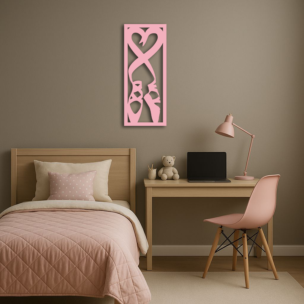 Ballet Shoes with Heart Silhouette – Pink Metal Wall Art - KAFGP183 - Tampa Home & Garden Store