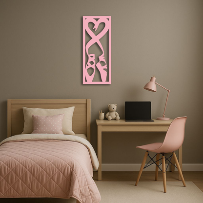 Ballet Shoes with Heart Silhouette – Pink Metal Wall Art - KAFGP183 - Tampa Home & Garden Store