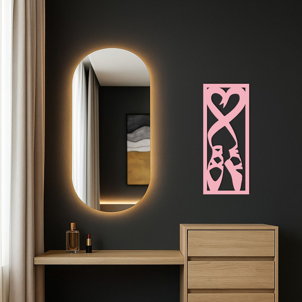 Ballet Shoes with Heart Silhouette – Pink Metal Wall Art - KAFGP183 - Tampa Home & Garden Store