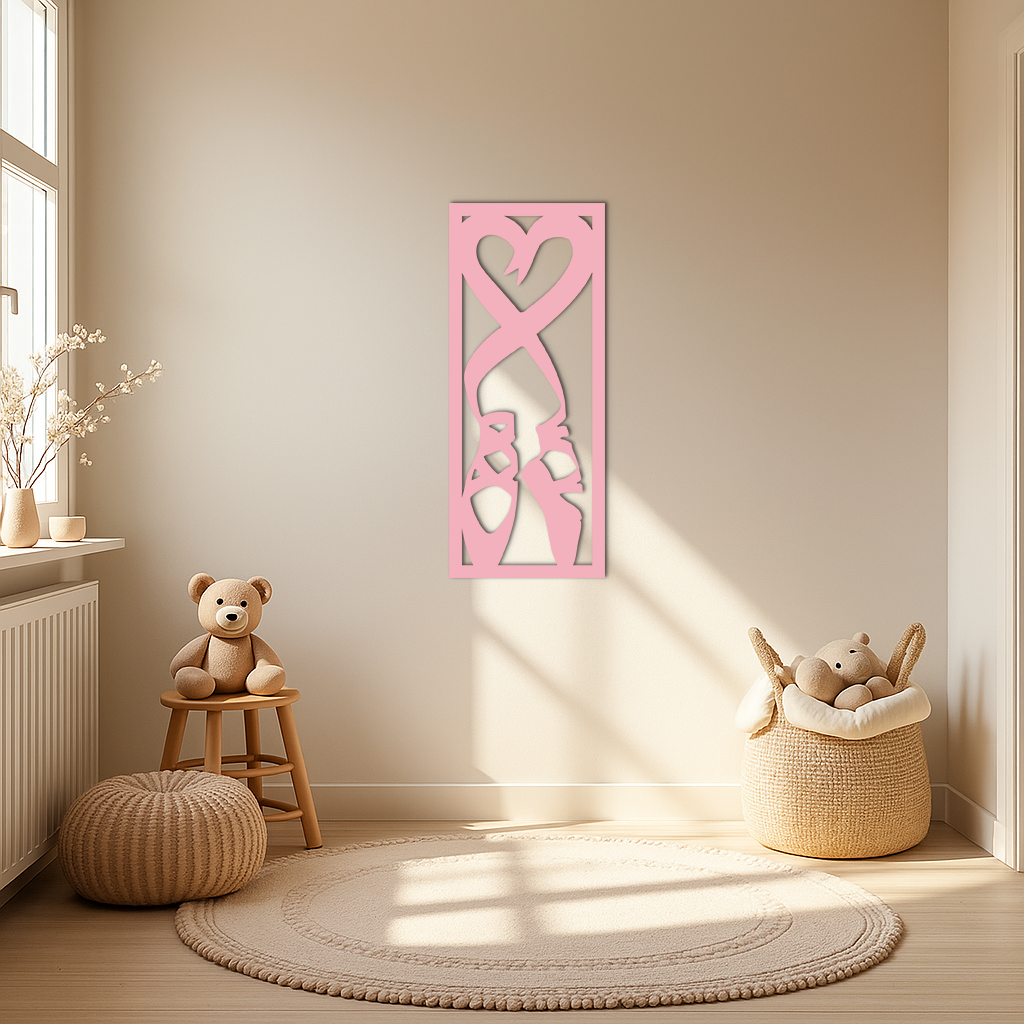 Ballet Shoes with Heart Silhouette – Pink Metal Wall Art - KAFGP183 - Tampa Home & Garden Store