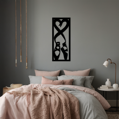 Ballet Shoes with Heart Silhouette – Pink Metal Wall Art - KAFGP183 - Tampa Home & Garden Store