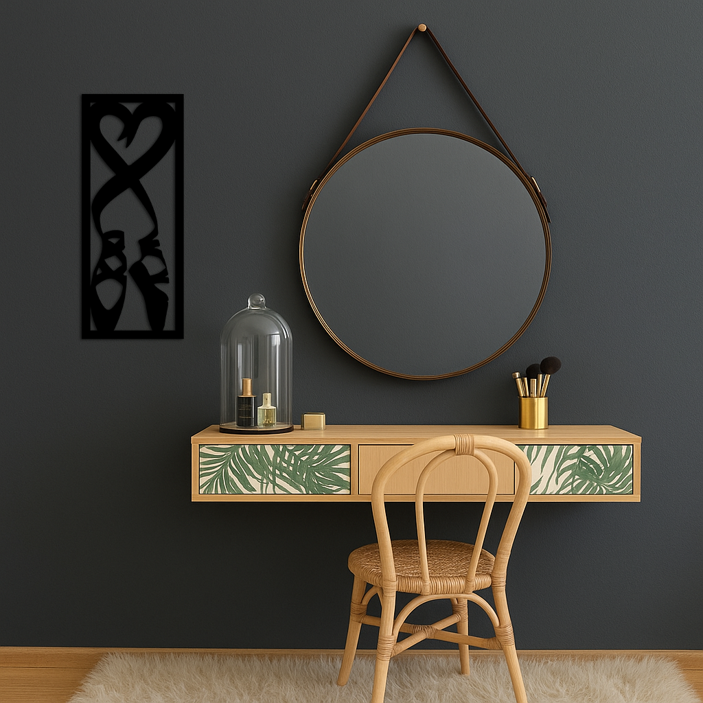 Ballet Shoes with Heart Silhouette – Pink Metal Wall Art - KAFGP183 - Tampa Home & Garden Store