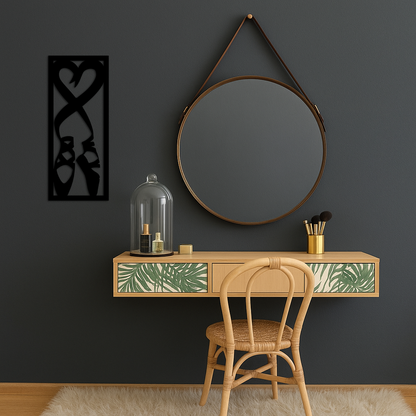 Ballet Shoes with Heart Silhouette – Pink Metal Wall Art - KAFGP183 - Tampa Home & Garden Store