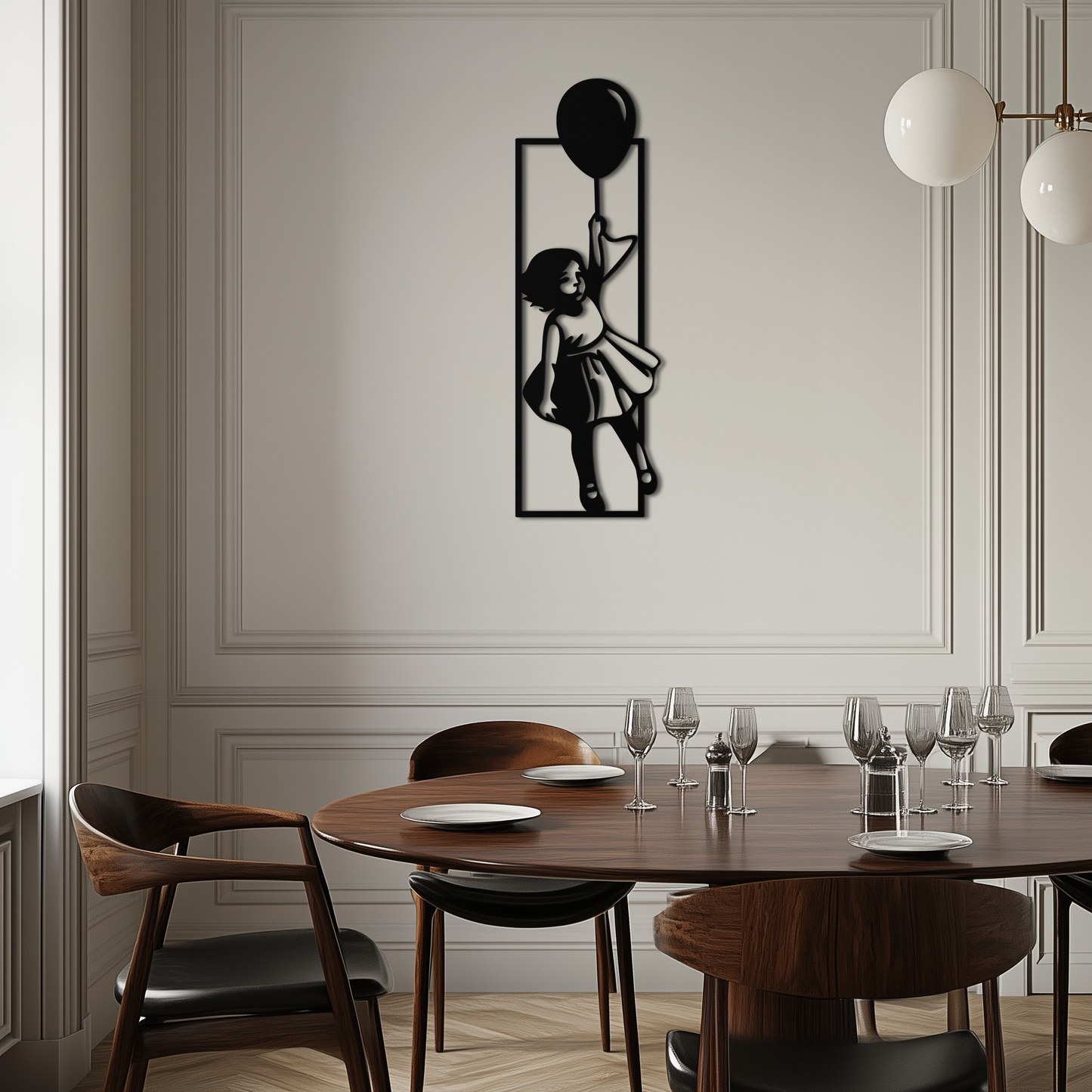 Balloon Girl Silhouette Metal Wall Art – Whimsical Modern Home Decor- KAF563 - Tampa Home & Garden Store