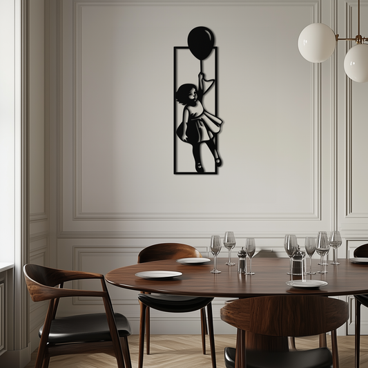 Balloon Girl Silhouette Metal Wall Art – Whimsical Modern Home Decor- KAF563 - Tampa Home & Garden Store
