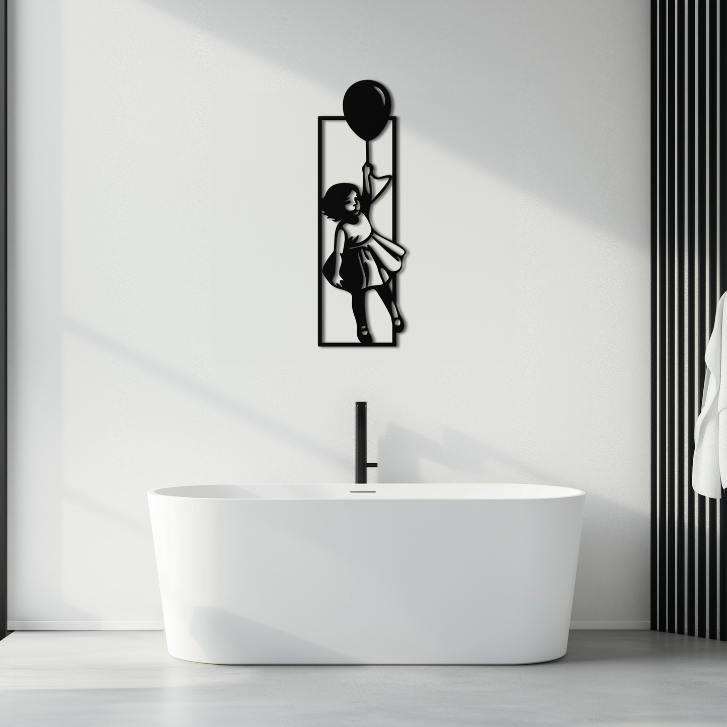 Balloon Girl Silhouette Metal Wall Art – Whimsical Modern Home Decor- KAF563 - Tampa Home & Garden Store