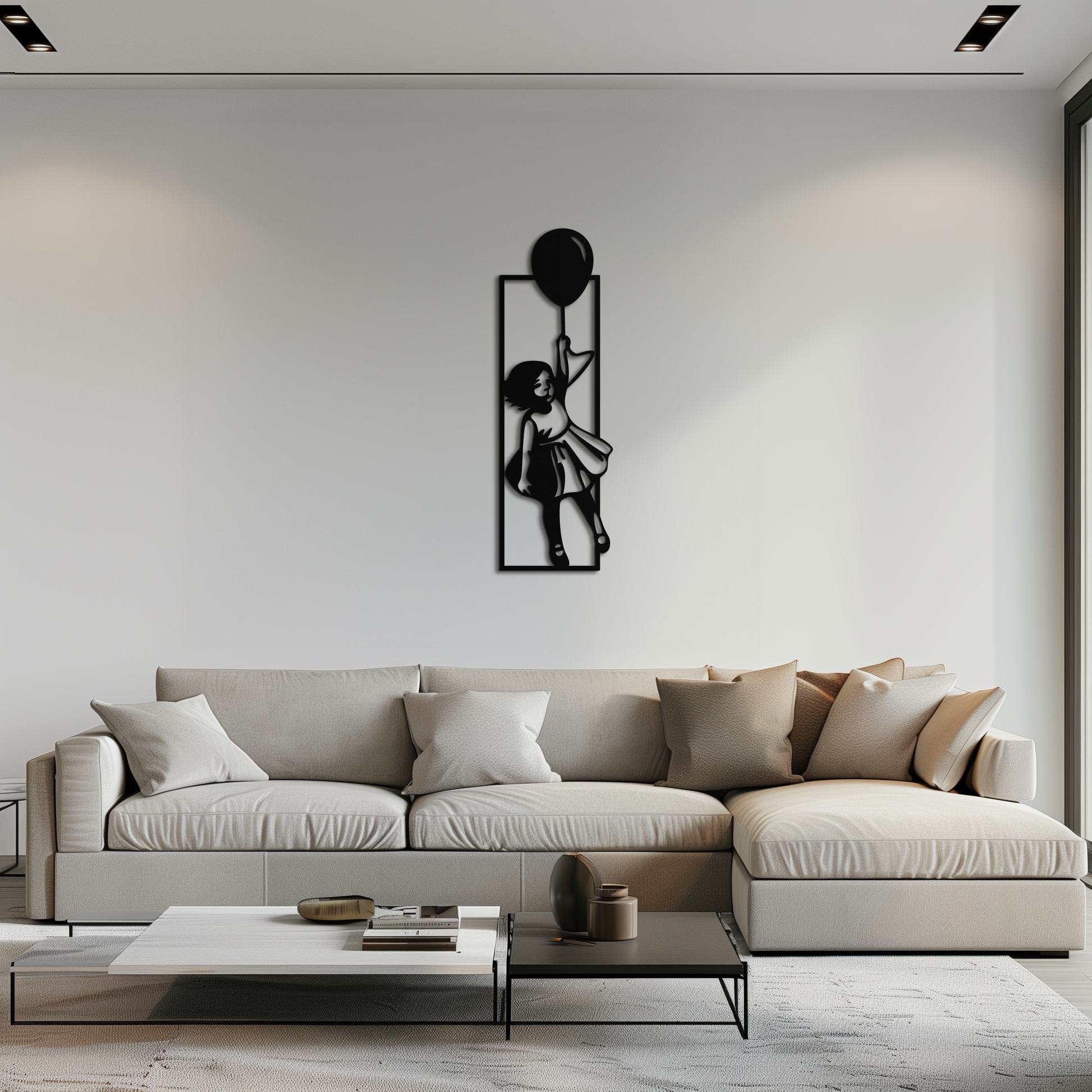Balloon Girl Silhouette Metal Wall Art – Whimsical Modern Home Decor- KAF563 - Tampa Home & Garden Store
