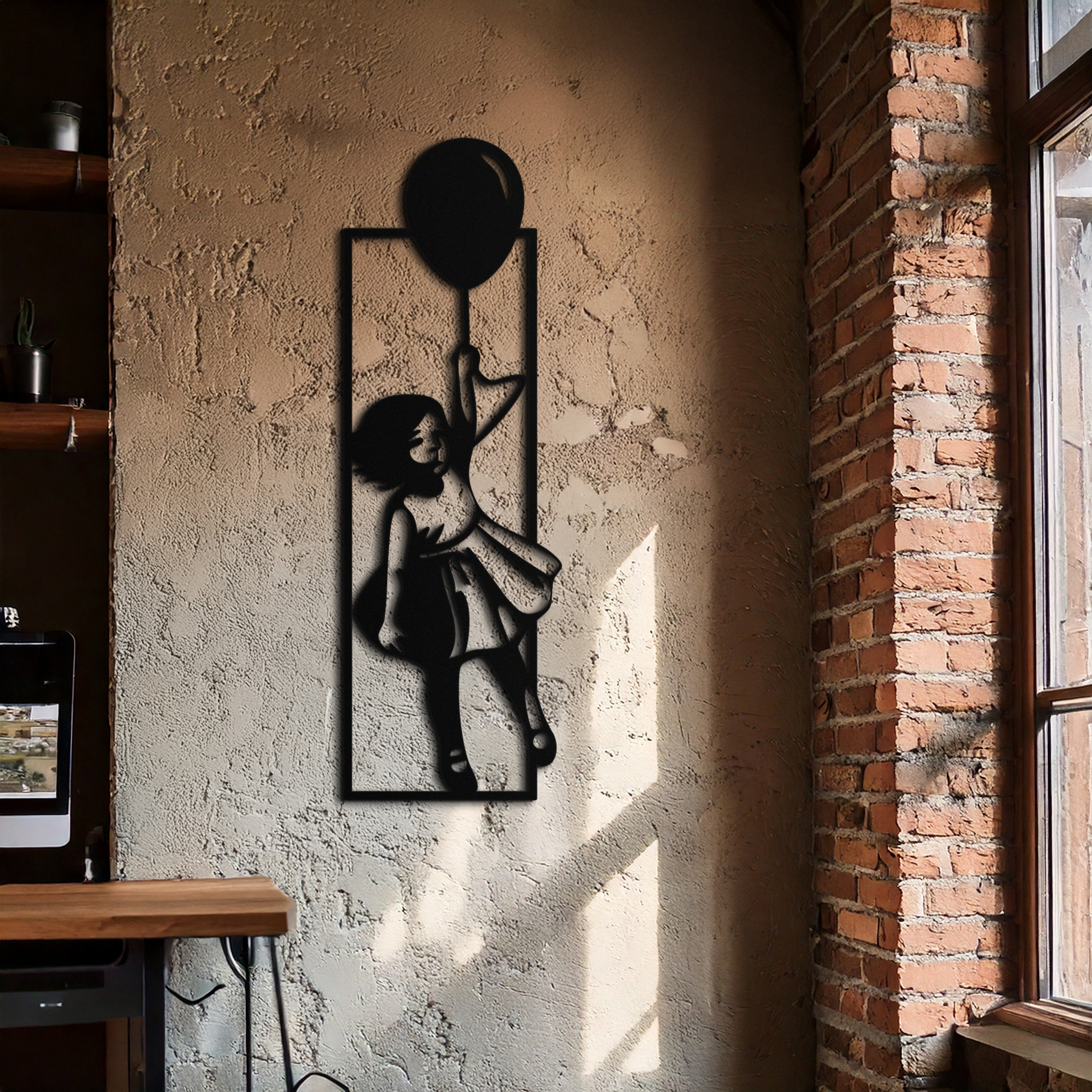 Balloon Girl Silhouette Metal Wall Art – Whimsical Modern Home Decor- KAF563 - Tampa Home & Garden Store