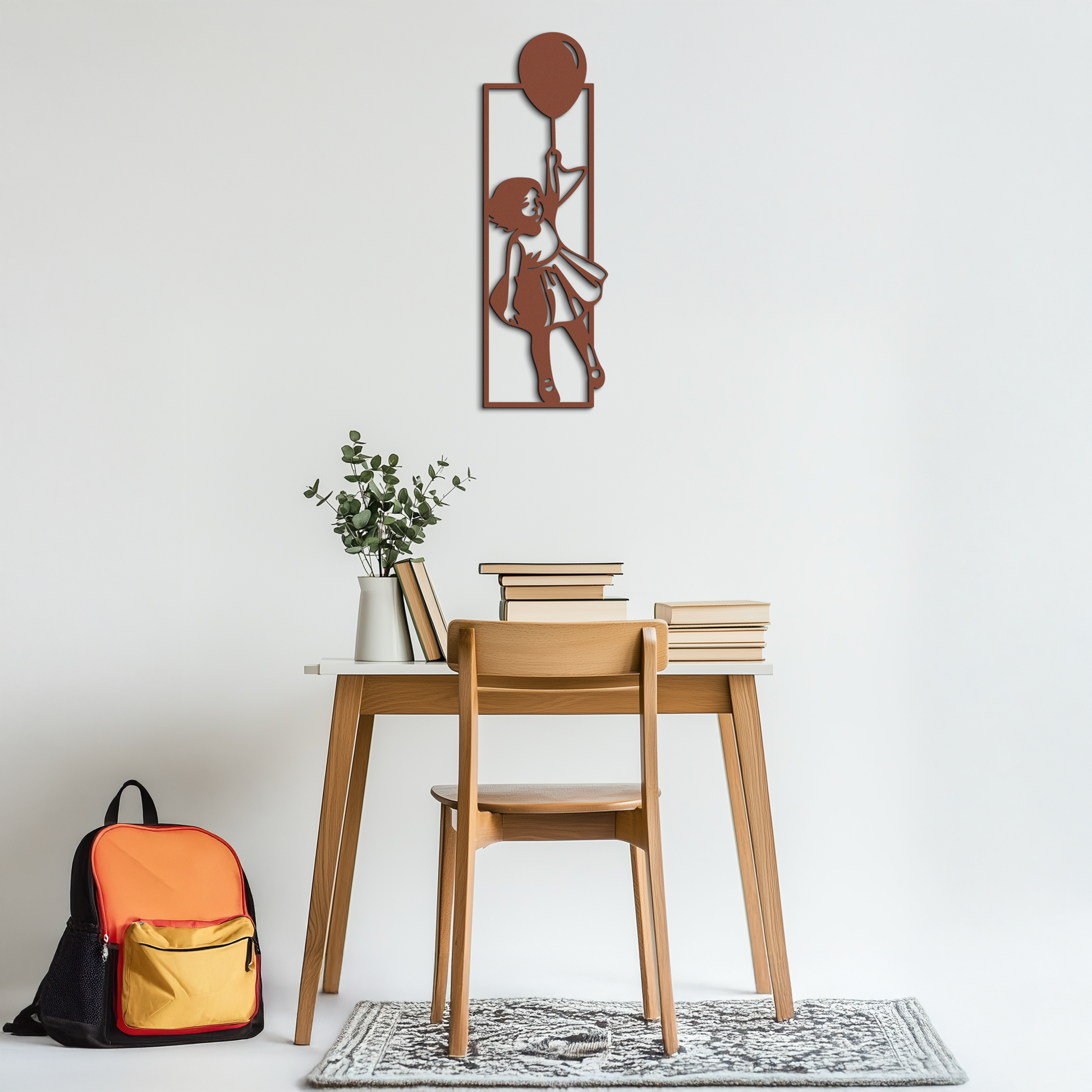Balloon Girl Silhouette Metal Wall Art – Whimsical Modern Home Decor- KAF563 - Tampa Home & Garden Store