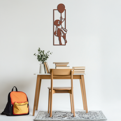 Balloon Girl Silhouette Metal Wall Art – Whimsical Modern Home Decor- KAF563 - Tampa Home & Garden Store