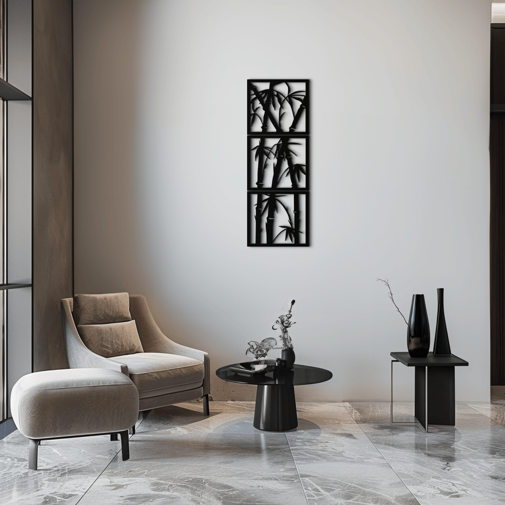 Bamboo Panel Metal Wall Art - Steel Wall Decor for Home and Office - KAF011 - Tampa Home & Garden Store