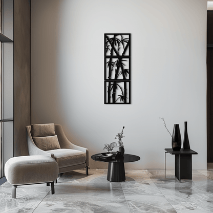 Bamboo Panel Metal Wall Art - Steel Wall Decor for Home and Office - KAF011 - Tampa Home & Garden Store