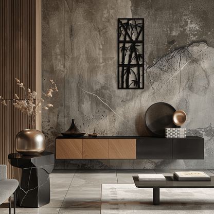 Bamboo Panel Metal Wall Art - Steel Wall Decor for Home and Office - KAF011 - Tampa Home & Garden Store