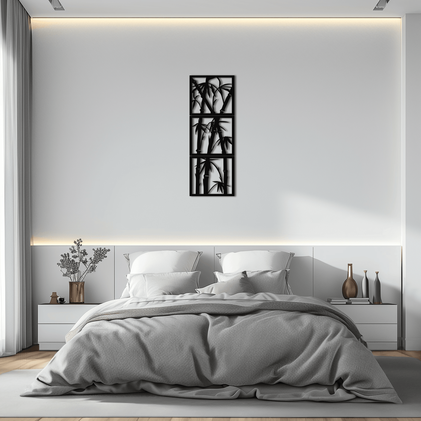 Bamboo Panel Metal Wall Art - Steel Wall Decor for Home and Office - KAF011 - Tampa Home & Garden Store