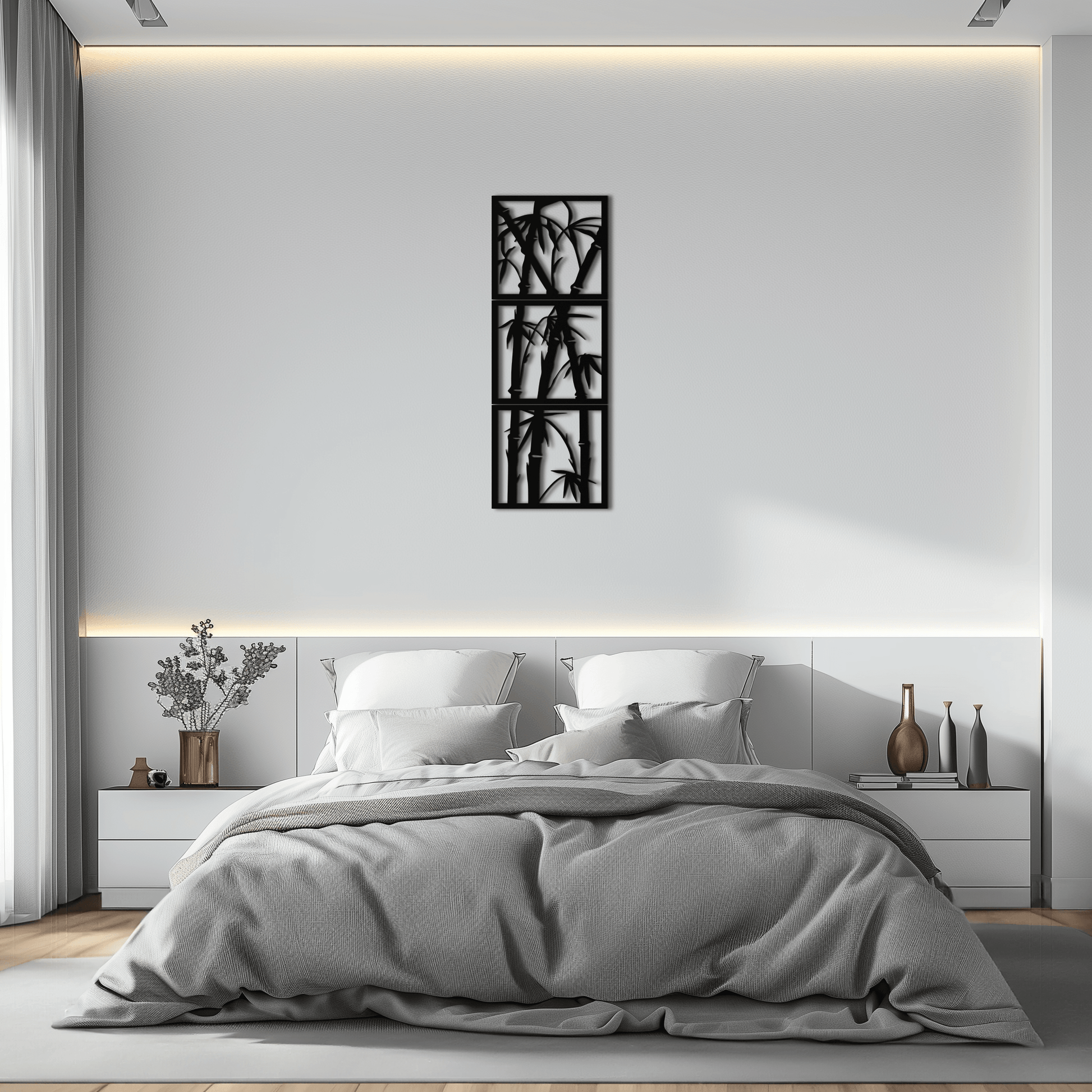 Bamboo Panel Metal Wall Art - Steel Wall Decor for Home and Office - KAF011 - Tampa Home & Garden Store