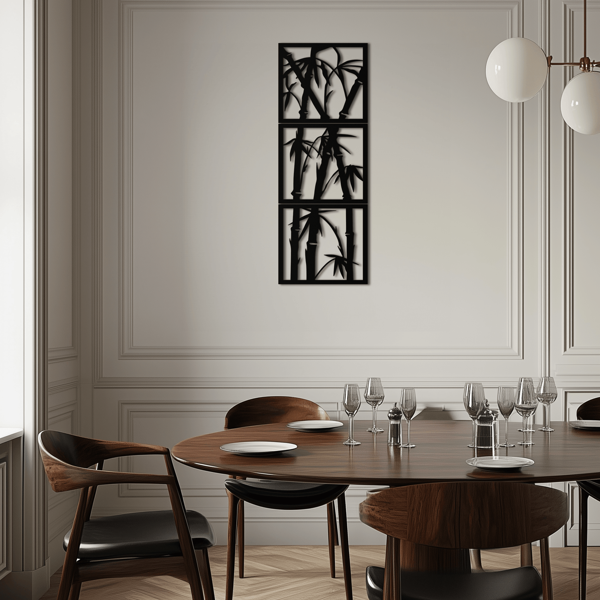Bamboo Panel Metal Wall Art - Steel Wall Decor for Home and Office - KAF011 - Tampa Home & Garden Store