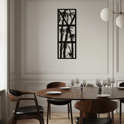 Bamboo Panel Metal Wall Art - Steel Wall Decor for Home and Office - KAF011 - Tampa Home & Garden Store