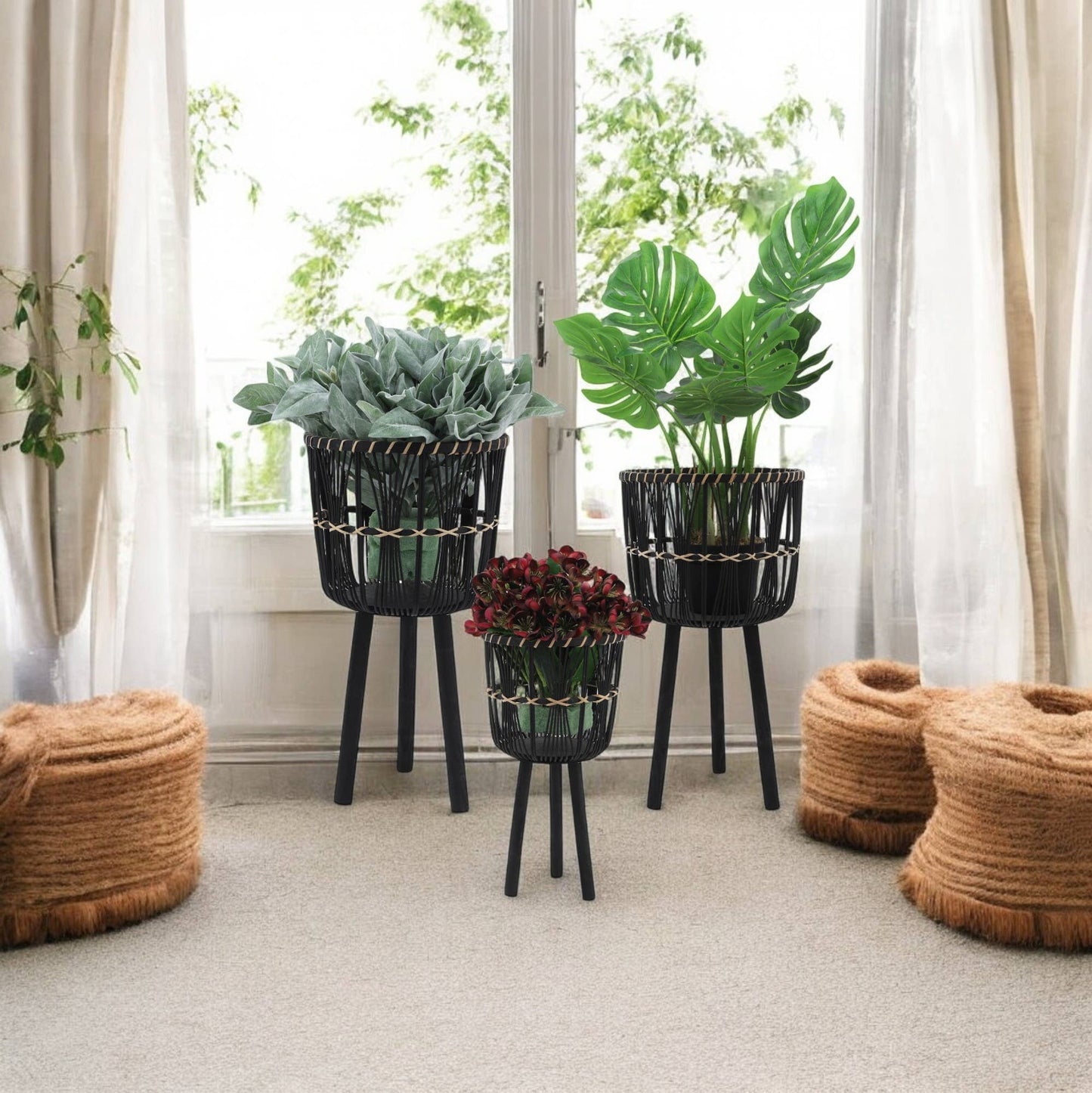 Bamboo Tripod Base Planters - Tampa Home & Garden Store