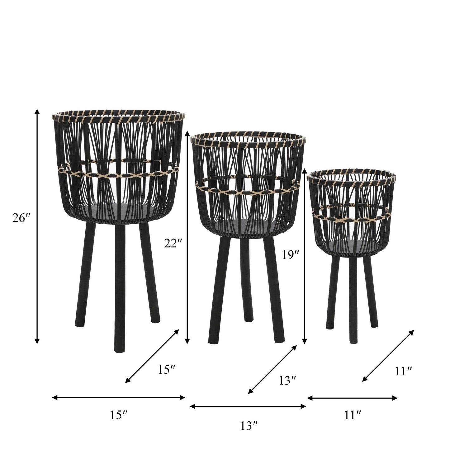 Bamboo Tripod Base Planters - Tampa Home & Garden Store
