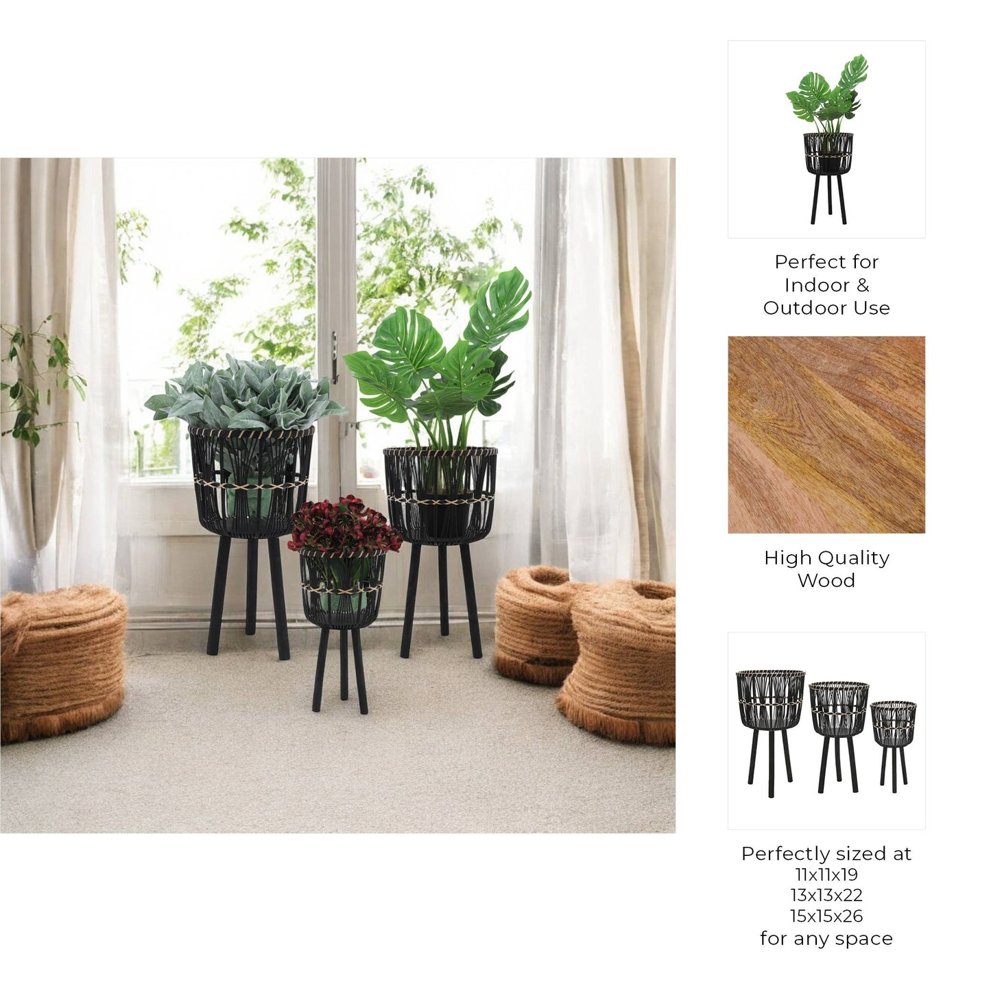 Bamboo Tripod Base Planters - Tampa Home & Garden Store