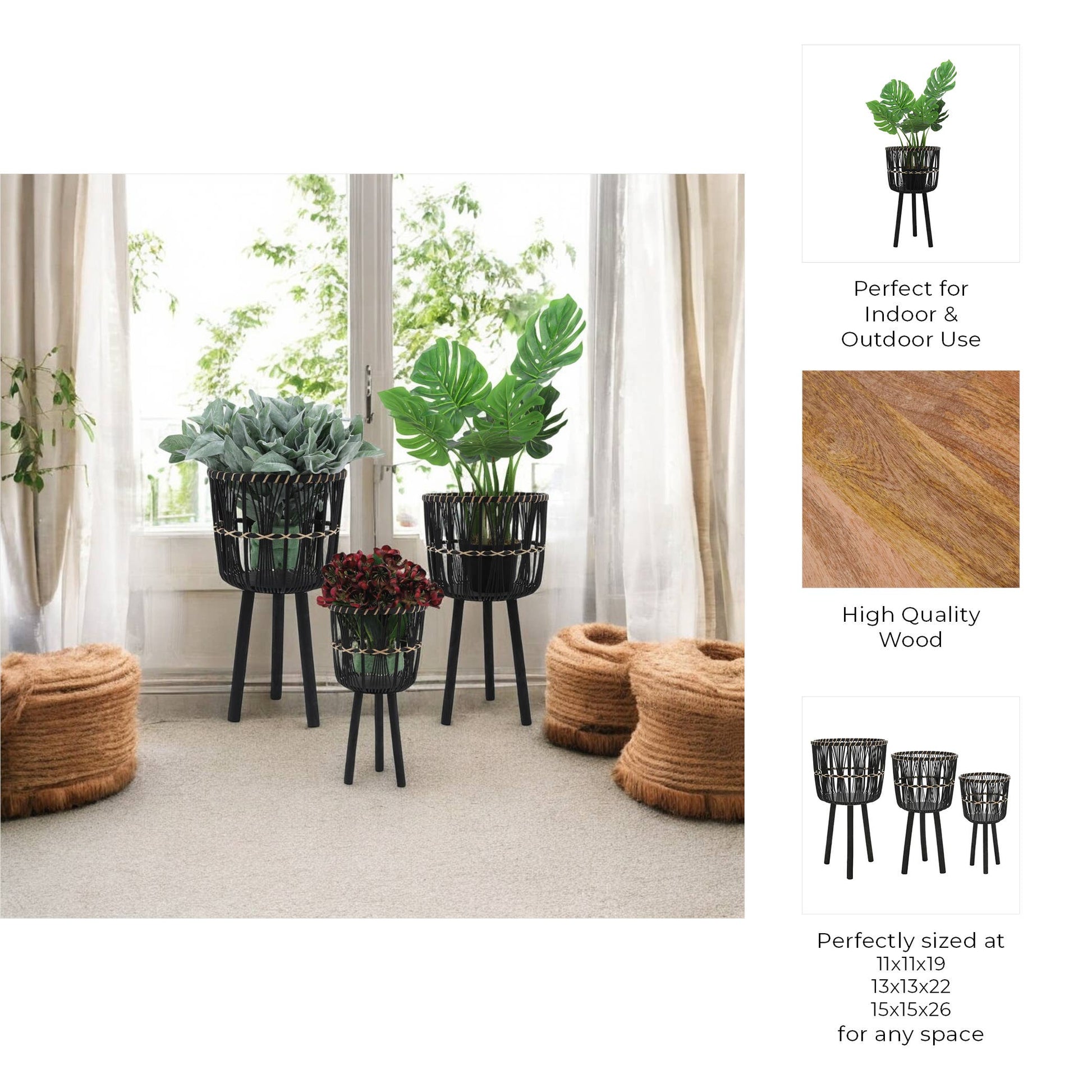 Bamboo Tripod Base Planters - Tampa Home & Garden Store