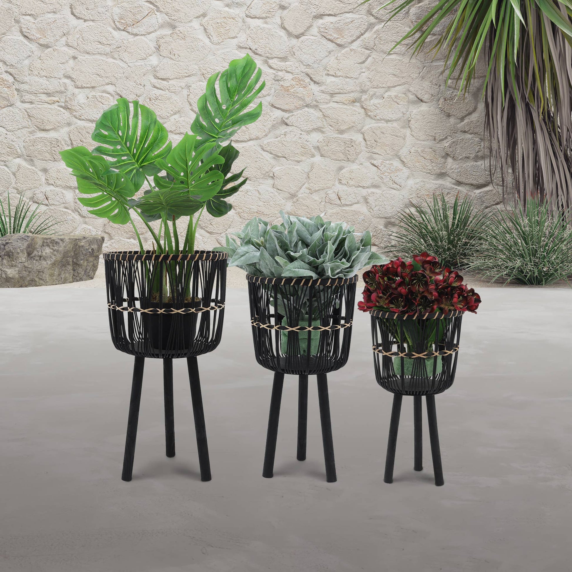 Bamboo Tripod Base Planters - Tampa Home & Garden Store