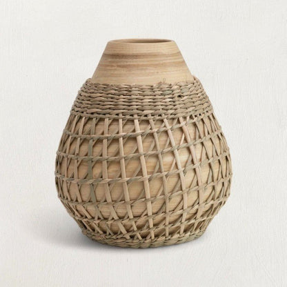Bamboo Vase with Seagrass Weave - Tampa Home & Garden Store
