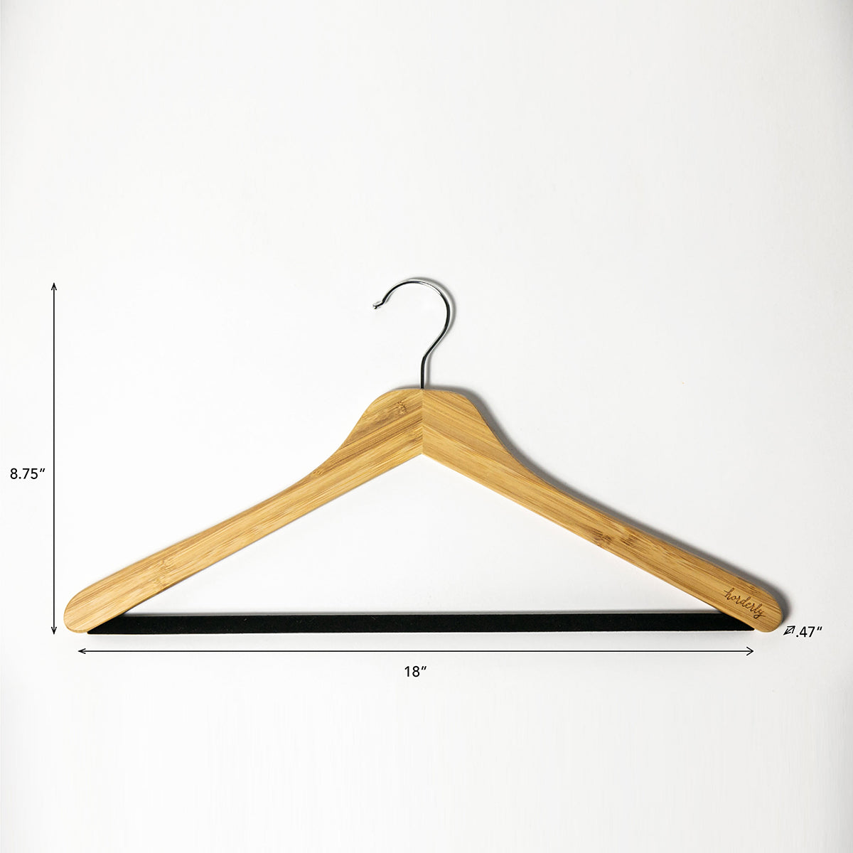 Bamboo Hangers with Velvet Bar by Horderly; natural bamboo wood, chrome hook on Tampa Home & Garden Store