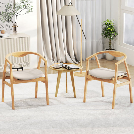 Bamboo Accent Chair with Armrest and Curved Backrest-Natural - Tampa Home & Garden Store