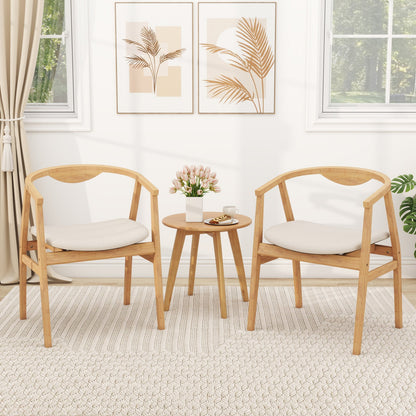 Bamboo Accent Chair with Armrest and Curved Backrest-Natural