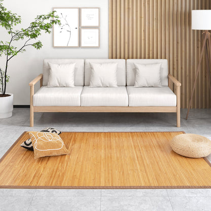Alfombrilla de bambú de 5 x 8 pies con reverso antideslizante para sala de estar o dormitorio